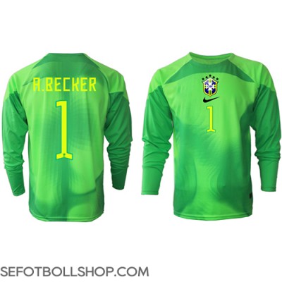 Billiga Brasilien Alisson Becker #1 Målvakt Borta fotbollskläder VM 2022 Långärmad